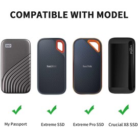 Yinke Case for Sandisk Extreme / Extreme Pro / WD My Passport / Crucial X8 Portable External SSD 500GB 1TB 2TB, Travel Bag Storage Case Cover (Black)