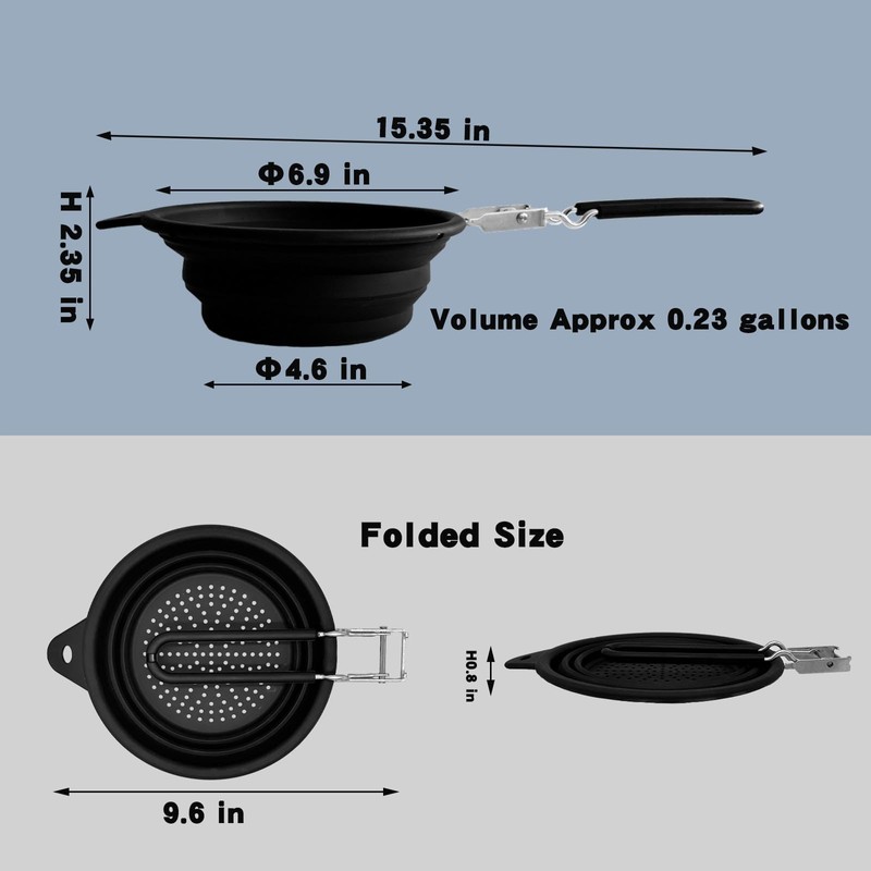 Silicone Collapsible Colander with Handle,Home/RV Kitchen Space Saving Silicone Colander,Drainage
