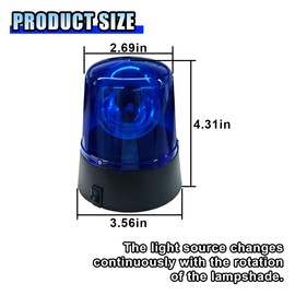 4.31'' x 3.56'' Car Siren Strobe Light, 360 Deree Rotation LED Warning Light, Police Lights for Car, Flashing Flare Party Lamp (Blue)