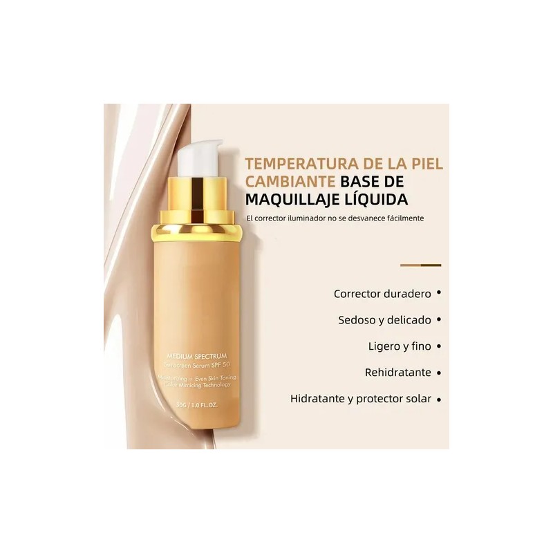 Bases Maquillaje 4 En 1 Spf50 Proteccion Solar Antiagua 30ml
