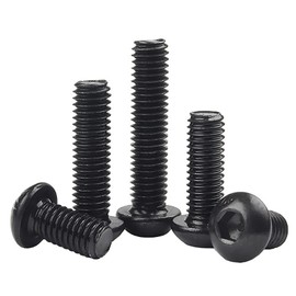 FandWay Button Head Hex Socket Cap Screws Bolts, Black 10.9 Grade Alloy Steel, M6x8/12/16/20/30mm Round Head Allen Hex Drive Machine Screws Assortment Set With Allen Key(15-Pieces/each)