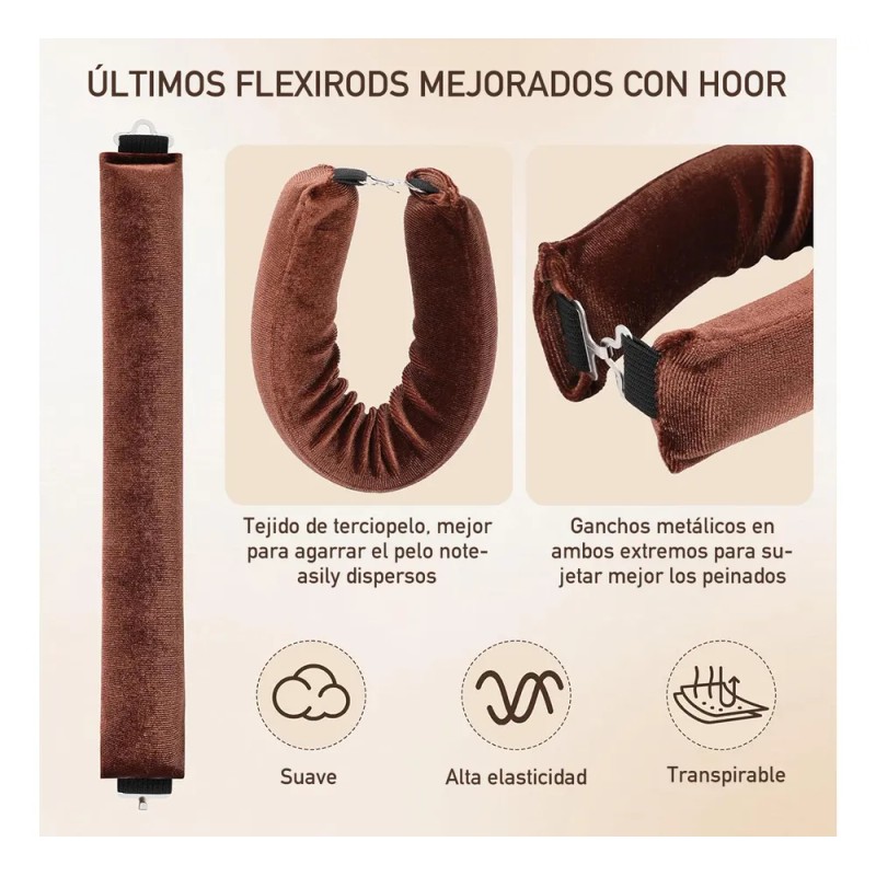 4pzs Rizador De Cabello Heatless Curls,rulos Para Cabello Marrón