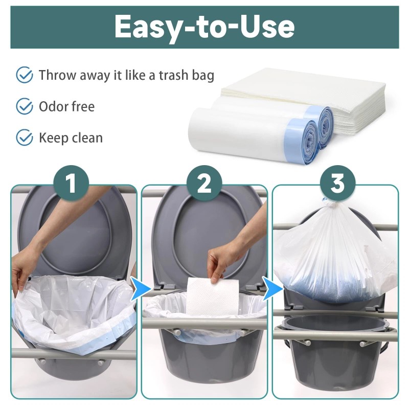 Seaside Brother Commode Liners with Absorbent Pads, 100 PCS Bedside