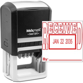 MaxMark Q43 (Large Size) Date Stamp with Received Self Inking Stamp - Red Ink
