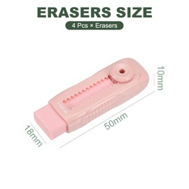 M&G 4 Pack Erasers, Pink Sliding Retractable Eraser Push Pull Cute Pencil Erasers Soft Large Easy to Clean with Plastic Sleeve for Sketching Drawing Artists Teacher Pencils, Pink