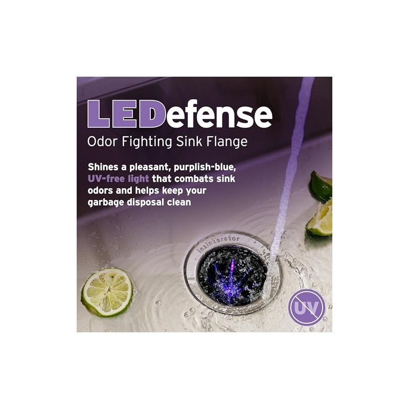 INSINKERATOR LEDefense Garbage Disposal Flange, Antimicrobial LED Accessory for INSINKERATOR