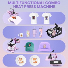 AKEYDIY Heat Press, 5 in 1 Tshirt Press Machine 15"x12" 360° Swing Away Digital Industrial Heat Transfer Machine, Multifunctional Sublimation Heat Press Machine for T Shirts/Mug/Cap/Plate/DIY