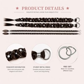 Brown Boho braiding hair Ponytail Extension With Pearl Beads,Free Style Pony Tails Hair Extensions With Metal Ring,Hand-Braided Hair Accessory Braided