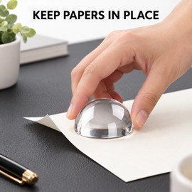 Clear Glass Half Ball Paperweight Magnifier, Crystal Dome Desk Decor in Multiple Sizes
