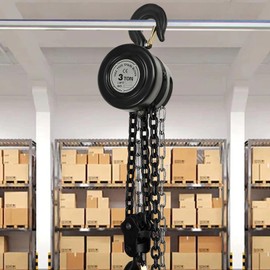 Hand Chain Hoist 3 Ton 6614 Lbs Capacity Manual Chain Hoist 10 Feet Lifting Height Hand Chain Hoists Alloy Steel Black Hand Chain Hoist for Warehouse Building Garage Factory