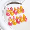 24pcs Flower Press on Nails Medium Almond Fake Nails with