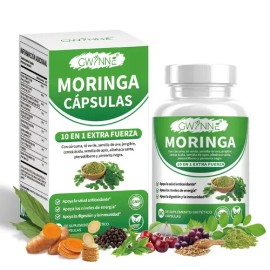 Gwynne Moringa 10 En 1 Extra Fuerza 1500mg Suplemento Con Cúrcuma,semilla De Uva,té Verde Y Jengibre,apoyo Antioxidante, Energía Inmunización Y...    