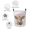 Laundry Basket Pink Floral Highland Cow Collapsible Laundry Hamper with