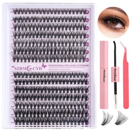 DIY Lash Extension Kit 280pcs Individual Lashes Cluster SZRMOCYD D Curl Eyelash Extension Kit Lash Clusters with Lash Bond and Seal and Lash Applicator Tool for Self Application