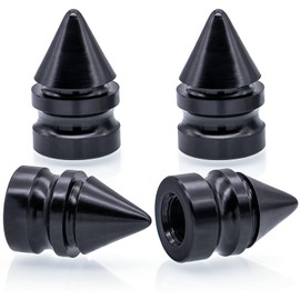 MEAJOO 4PCS Spiked Style Tire Valve Stem Caps, Corrosion Resistant, Universal Aluminium Alloy Dustproof Tire Valve Stem Covers for Cars, SUV, Trucks, Bikes, Motorcycles, Bicycles(Black)