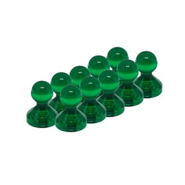 Medium Green Acrylic Push Pin Magnet for Fridge, Whiteboard, Noticeboard, Filing Cabinet - 15mm dia x 21mm tall - Pack of 10