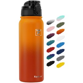 Fanhaw 20 Oz Insulated Stainless Steel Water Bottle with 1 Lid (Chug Lid) - For Kids, Women, Men | Leak & Sweat Proof with Anti-Dust Lid (Yellow Orange)