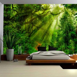 Skcess Tapestry Nature Tapestry Wall Hanging Nature Green Forest Tapestry Tree Sunrise Landscape Wall Towels Wall Hanging Wall Towel Tapestry 150 x 130 cm