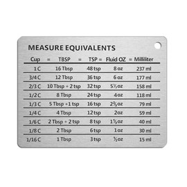 1 Piece Stainless Steel Magnetic Kitchen Conversion Chart Refrigerator Magnet Professional Measurement Conversion Chart for Cups, Tablespoons, Teaspoons, Fluid Oz and Milliliters