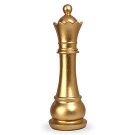 Elegant Gold Resin Chess Piece Statue - Large Decorative King Queen Knight Chess Ornaments for Modern Home Office Desk Decor and Unique Gift (Queen)