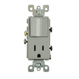 Leviton 15 Amp, 120 Volt, Decora Single-Pole, AC Combination Switch, Commercial Grade, Grounding, 5625-GY, Gray
