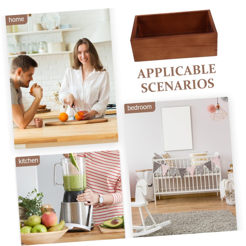 Hohopeti Wood Crate Storage Box for Organizing Sundries Multi-functional Bin