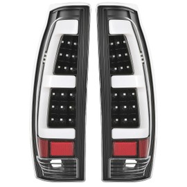 KUAFU LED Tail Light Compatible with 2002-2006 Chevy Avalanche 1500 2500 LED Tube Bar Tail Lamp Left & Right Replacement for 15771437 15771438 15092493 GM2800153 GM2801153 Clear Lens Black Housing