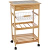 Organize It All Natural Pinewood Multi-Purpose Mobile Kitchen Cart, Light