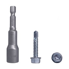30pcs DIN 7504K Galvanized Steel 6.3 x 32mm Screws Self Drilling Tapping Screw Hex Washer Head Self Tapping (30, 6.3 x 32mm)