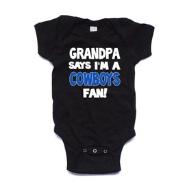 NanyCrafts' Grandpa Says I'm a Cowboys Fan Baby Bodysuit 6 Months Black