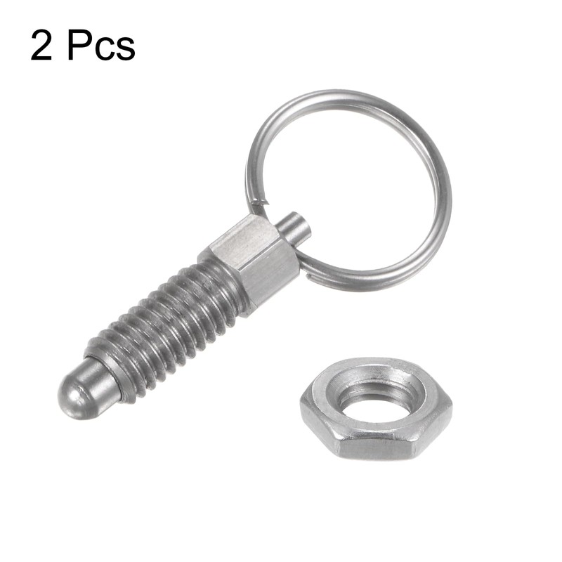 sourcing map 2Pcs Spring Plunger with Pull Ring M6x1 Thread