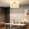 Newrays 3-Light Semi Flush Mount Ceiling Light Fixture, White Fabric