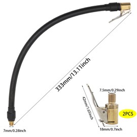 YDHfdc Tyre Inflation Hose 30 cm Valve Extension Set Tyre Inflator Hose with 2 Pieces Car Valve Adapter Car Valve Lever Connector for Car Bicycle Motorcycle