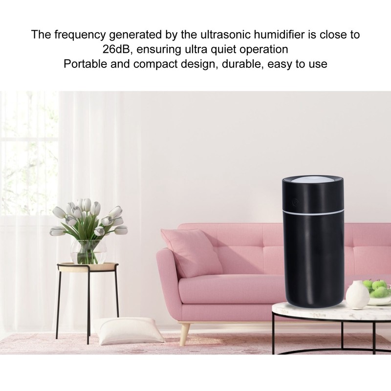 Colorful Mini Humidifier Desktop Car Air Humidifier Black USB Powered