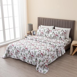 Great Bay Home Christmas Flannel Sheet Set Full Size - 100% Turkish Cotton, Double-Brushed, Winter Bed Sheets - Ultra-Soft, Cozy, 4-Piece Christmas Bedding Set (Winter Wonderland)