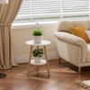 OERGKE Round End Table, Small Side Tables with Lower Shelf,
