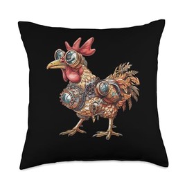 Serama Chicken Steampunk Throw Pillow