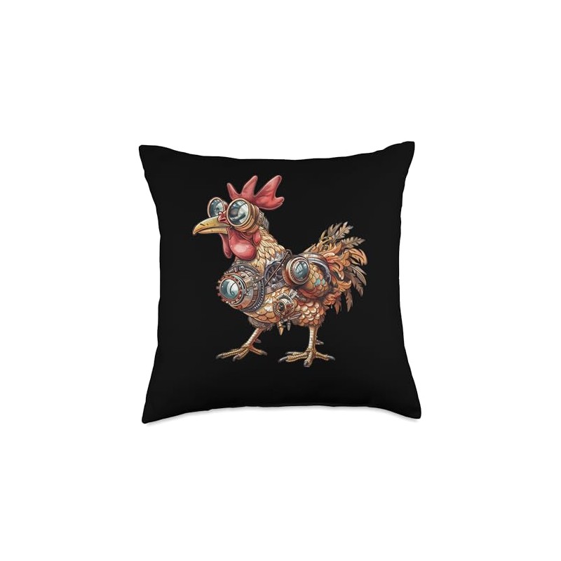 Serama Chicken Steampunk Throw Pillow