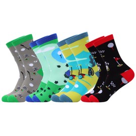 Risipu 4 Pairs Golf Socks for Men Novelty Socks Funny Golf Gifts for Teens Boys Dad Grandad Golfers (One Size)
