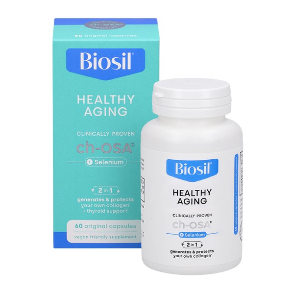 Biosil Healthy Aging - 60 Capsules - Beauty, Vitality & Thyroid Support - with Patented ch-OSA & Selenium - 60 Servings