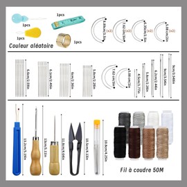 54-Piece Leather Sewing Set Leather Tool Set Leather Craft Set with 8 Colours Upholstery Thread Sewing Punch and Storage Bag for Leather Crafts DIY