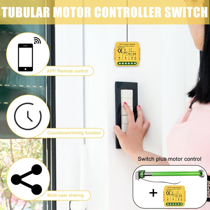 WiFi Smart Roller Shutter Switch Module, WiFi Smart Built-in Switch,