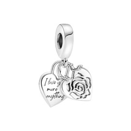 WINRARO 925 Sterling Silver Love Family Charms for Charms Bracelets Women Girls Valentine's Day Mother's Day Jewellery Gifts, Silver