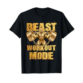Gorilla Beast Workout Fashion Gold Weights Lifting Gym Fitness T-Shirt, black