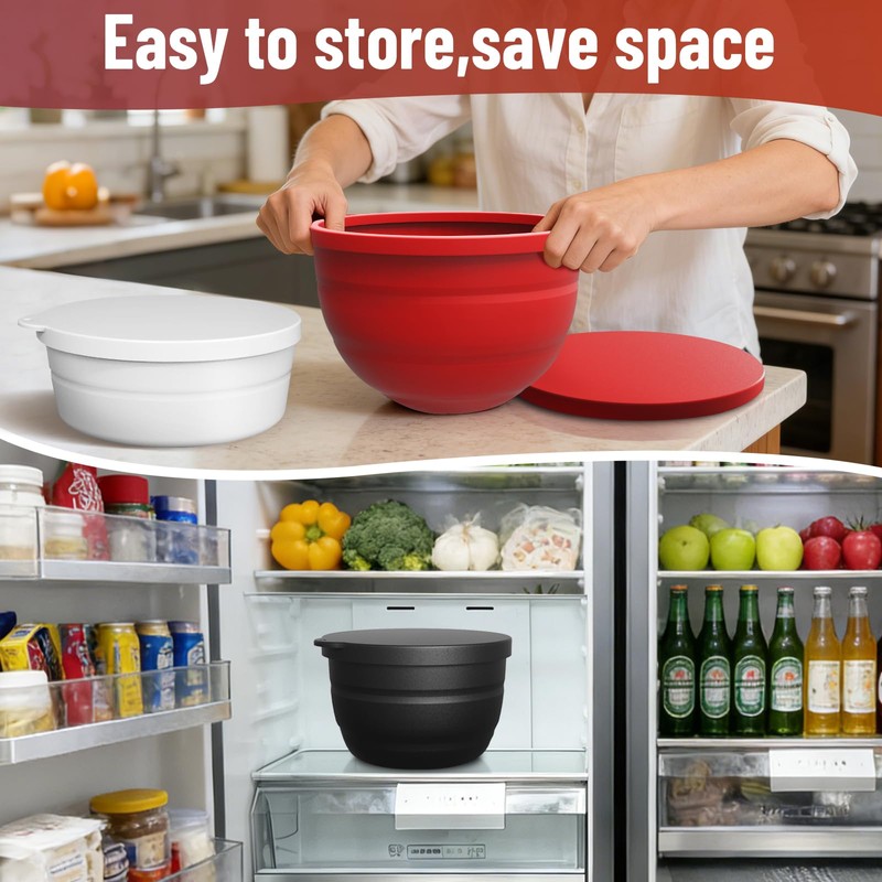 3-Pack Silicone Bowl Liners & Lids for KitchenAid Tilt-Head 5