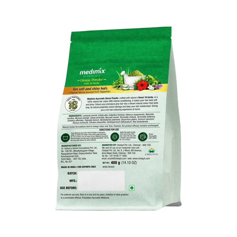 Medimix Ayurvedic Henna Powder with 18 Herbs for Soft and