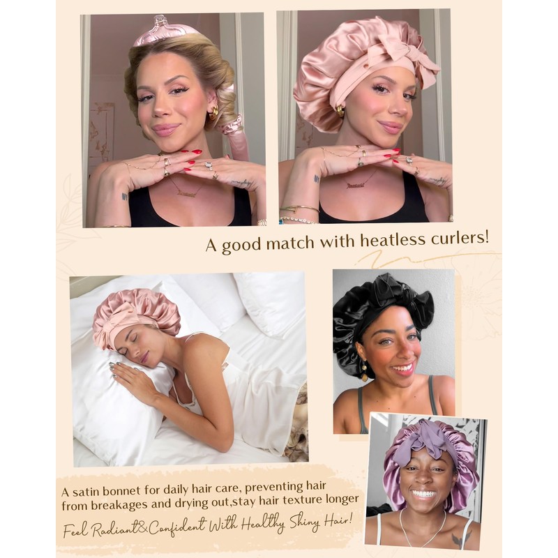 Yanibest Silk Sleep Hat for Women Double Layer Satin Lined