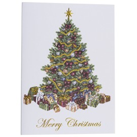The Napa Press Premium Christmas Cards - 20 Pack - Traditional Christmas Tree with Gold Embossed Foil and Linen Texture - 20 Heavyweight Holiday Cards and Gold Foil Lined Envelopes