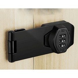 Combination Hinge Lock for Cabinet, Locker, and Drawer Doors Combination Hinge Lock (Black)
