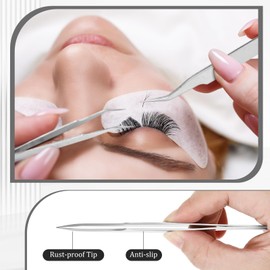 Honoson 9 Pieces Curved Pointed Craft Tweezers Stainless Steel Precision Tweezer with Protective Cover for Rhinestones Dried Flowers Craft Stickers Eyelash Extension Jewelry Making(Silver)